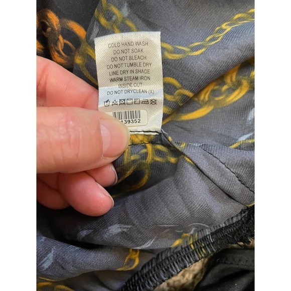 L'Academie Womens The Long Sleeve Bodysuit Chain Print Size S Black/Gold - Picture 12 of 12